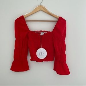 Princess polly red cropped 3/4 sleeve